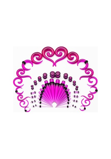 Suntek 54 Adet Akrilik Kulak Germe Kiti 14g-00g Genişletici Mor