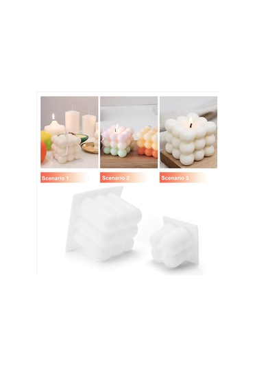 Gatherco Dökme Mum Kalıbı, Silikon Kabarcık Mum Mum Kalıbı Kendiniz Yapabileceğiniz Kare Mum Kalıpları Diğer