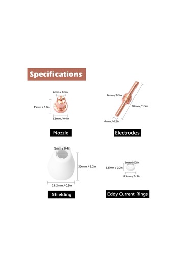 HallowPt31 Plazma Torç Uçları Elektrot Memesi 65 Adet Plazma