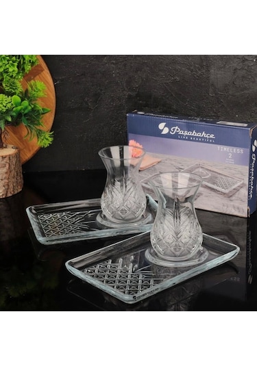 Paşabahçe 54851 Timeless Çay Tabağı 2'li 18,2x12 Cm Şeffaf
