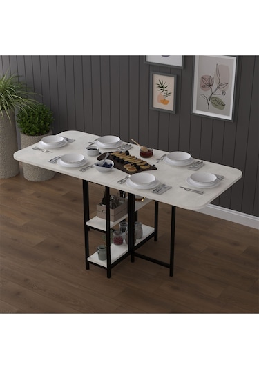 Metal Ayaklı Katlanır Mutfak Masası Km-31 Retro Taş Retro Taş