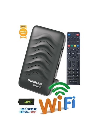 Sunplus Falcon Çanaklı-çanaksız Wi-fi Dahil Full Hd Sınırsız Sinema Paketli Uydu Alıcısı