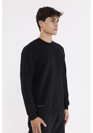 Rowinger Modal Karışımlı Yumuşak Dokulu Rahat Kalıp Esnek Kullanım Sunan Sweatshirt Black