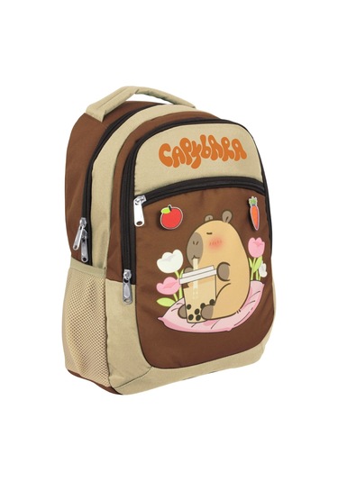Capybara Erkek Çocuk İlkokul Okul Sırt Çantası - Bej - Kahverengi - 5230 Çok Renkli