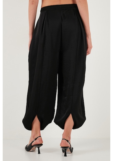 Lela Oversize Bağlamalı Balon Paça Saten Şalvar Bayan Pantolon 68351199 Siyah