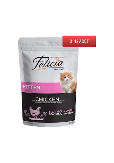 Felicia Tavuklu Tahılsız Pouch Konserve Yavru Kedi Maması 12 x 85