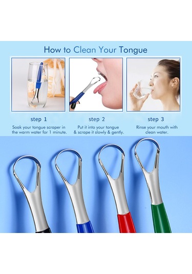 Mufunye Paslanmaz Çelik Dil Kazıyıcı - Yeniden Kullanılabilir, Ergonomik, Ağız Kokusunu Önler, Kolay Temizlenir