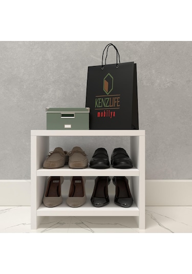 Kenzlife Ayakkabılık Konevi Mat Beyaz Suntalam 035 040 30 Dört Çift Ayakkabı Kapasitesi Arkalıksız Beyaz