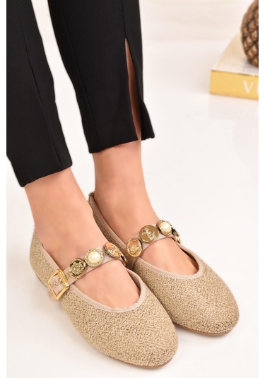 Kadın Günlük Babet Tokalı Ayarlanabilir Hafif Rahat Ayakkabı Füme