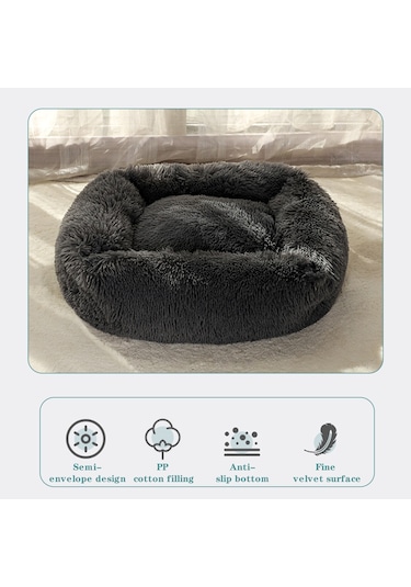 Leezsing Tüylü Peluş Evcil Hayvan Yatağı Kapitone Battaniye Uyku Tulumu Sarılma Yastığı Yatak Rahat Evcil Hayvan Yuvası Küçük Orta Kedi-yavru Kedi Yavrusu