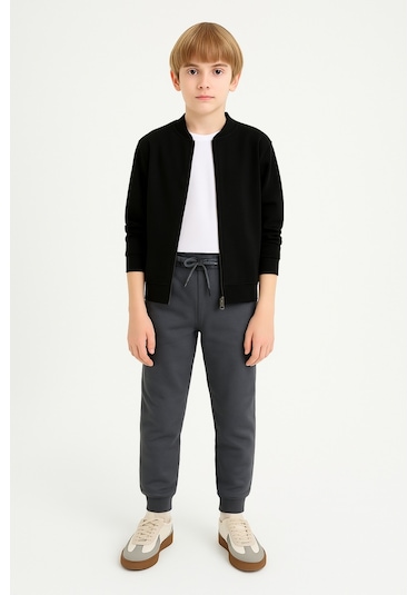 Erkek Çocuk Basic Jogger Paça Okul Eşofman Altı Ak-2350 Füme