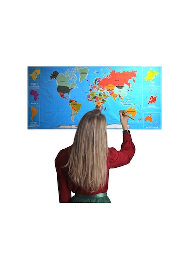 Buffer Renkli Dünya Haritası Manyetik Yapıştırıcı Gerektirmez