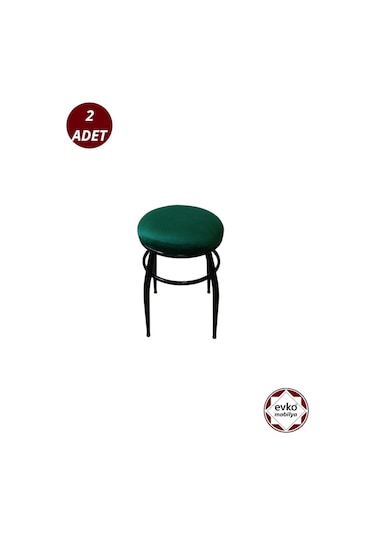 Evko Mobilya Tabure, Bar Taburesi, 2'li Tabure,siyah Ayaklı-yeşil