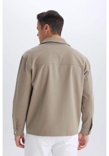 DeFacto Relax Fit Polo Yaka Çıtçıtlı Cepli Gömlek Ceket D7281AX25SPKH400