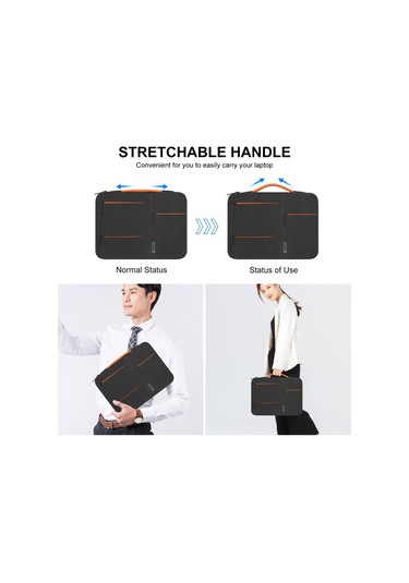 Jeemson İş İçin Suluğa Dayanıklı 13-15 İnç Notebook Çantası, Pu Kollü Ve Poliester Malzeme, Siyah-gri-lacivert Seçenekleri Siyah
