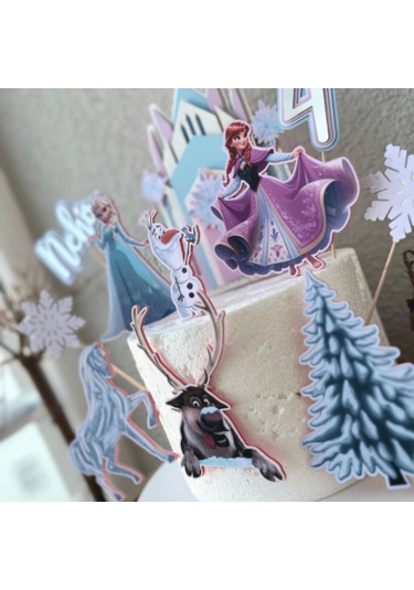 Karlar Ülkesi Elsa Temalı Kız Çocuk Doğum Günü İsme Özel 3d Pasta Süsü Seti Cake Topper Çocuk