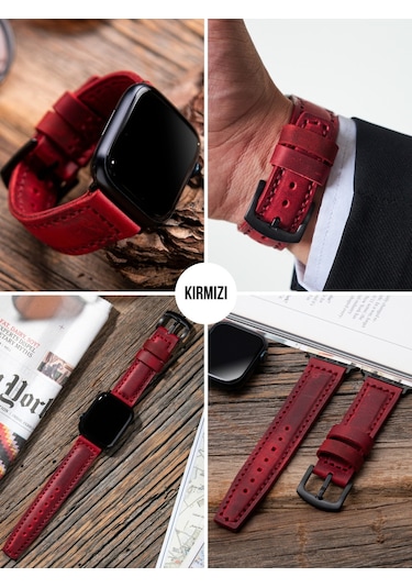 Apple Uyumlu Watch 42 44 45 49 Mm Ultra Deri Kordon Crazy