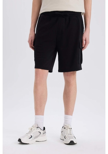 DeFacto Regular Fit Beli Bağcıklı Kargo Cepli Şort D9494AX25SMBK81