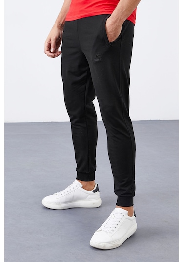 Tommy Life Siyah Fermuar Cepli Dar Kalıp Jogger Erkek Eşofman Alt - 84343 Siyah