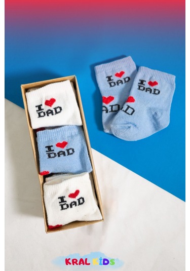 12 Çift Erkek Bebek Çorap Kutulu Patik Boy I Love Mom Dad Desenli, Pamuklu Çok Renkli