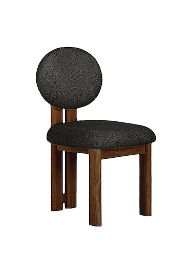 Coco İskandinav Teddy Natural Ahşap Bohem Sandalye Ceviz - Antrasit