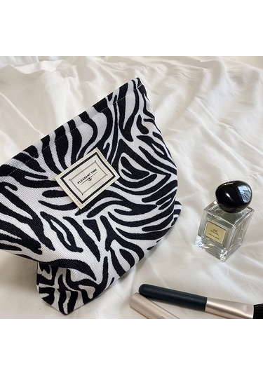 Geeksen Kadınlar İçin Vintage Leopar Desenli Fleece Makyaj Çantası - Hafif, Taşınabilir Seyahat & Dış Etkinlik Depolama Çantası Pembe Gül Koyu Gri