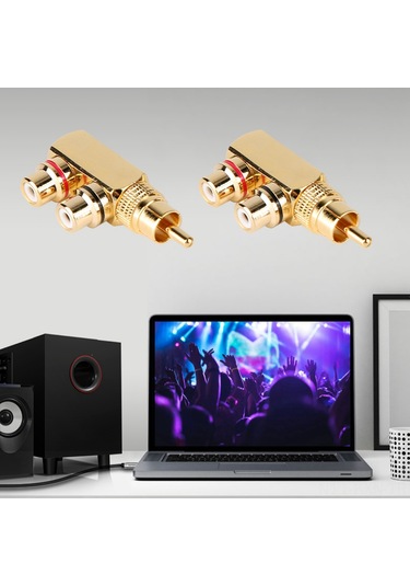 Kosona 2 Adet Saf Bakır + 24k Altın Kaplama Rca Audio Video Çevirici, Elektromanyetik Etkileri Engeller, Sinyal Kalitesini Artırır
