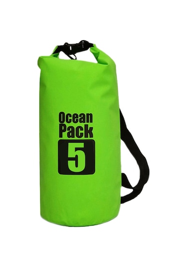 Springsun 5l Yeşil 500d Pvc Su Geçirmez Çanta - Rafting, Kayak, Sahne İçin Sağlam Tek Askılı Kuru Çanta