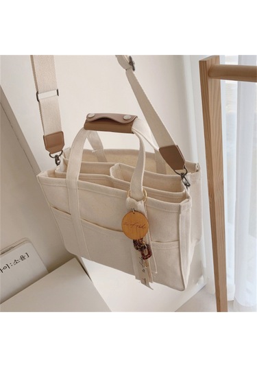 Geeksen Dayanıklı Kanvas Çanta: Geniş İç Hacim, Ayarlanabilir Omuz Askısı, Şık Ve Pratik Tasarım Beyaz