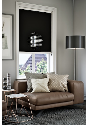 Lazer Kesim Mat Stor Perde, Lazer Kesimli Modern Serisi, M-9008 Siyah Renk Siyah