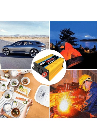 4000w Akıllı Dijital Araç İnvertörü 2 Usb Çıkış Portu Modifiye Sinüs Dalga Dönüştürücü Led Ekran İle