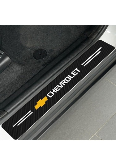 Chevrolet Logolu Karbon Kapı Eşiği Koruyucu Bant Folyo 4'lü Set