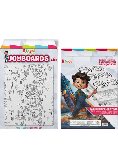 Btoys Joyboards Duyguları Öğreniyorum, Dünya Haritası, Dünya Çocukları 3 Adet