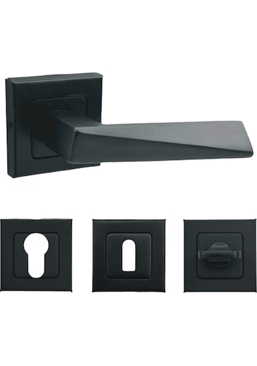 Prizma Kare Rozetli Siyah Kapı Kolu Yale Kapı Kolu 2 Yıl Tr