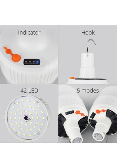 Ebitda Güneş Enerjili Led Kamp Lambası, 4 Beyaz Beyaz