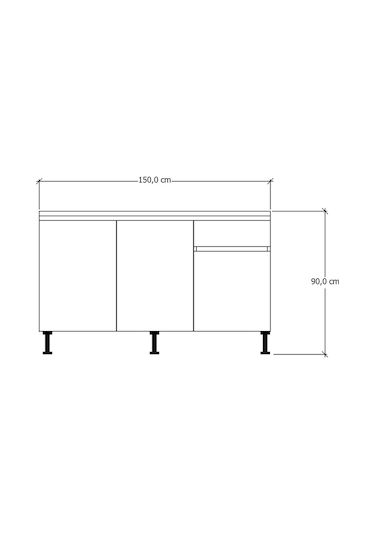 150 Cm Poyraz Mutfak Alt Modül Evyeli Ahşap