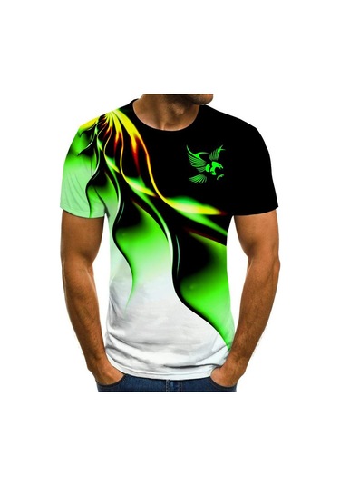 Yeşil Moda Yazlık Tişört Erkek 2022 3d Kartal Baskı Erkek Tişört Nefes Alabilen Sokak Stili Dikiş Baskı Tişört Erkek Boyutu 6xl Yeşil