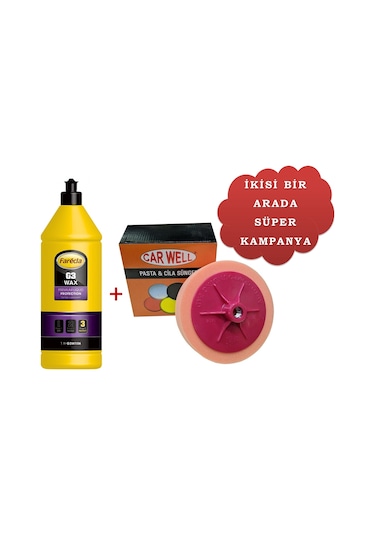 Farecla G3 Wax Cila 1 L + Car Well Siyah Cila Süngeri 150 MM