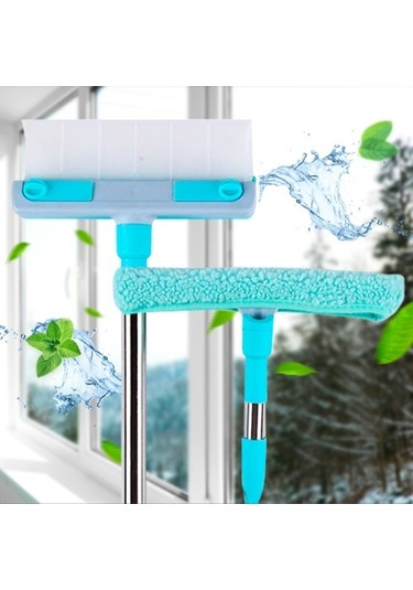 Peluşlu Cam Temizliği Çekçekli 2 in 1 Cam Temizleme Aparatı Yeşil