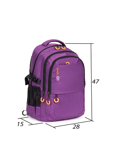 Fermuarlı Geniş Bölmeli Spor & Okul Sırt Çantası Hafif, Ergonomik Ve Dayanıklı Tasarım - Mor Mor