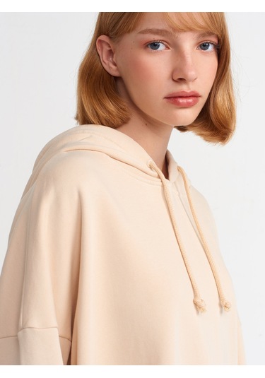 Dilvin Kapüşonlu Sweatshirt 101a40142 Açık Bej