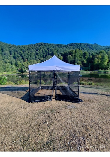 3x3 M 35 Mm Altıgen Sineklikli Gazebo Tente Beyaz