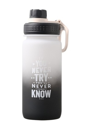 600ml Büyük Kapasiteli Açık Spor Buzlu Uzay Saksı Plastik Spor Su Şişesi Kz9v8h Siyah