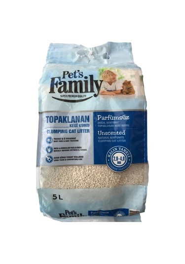 Pet's Family Parfümsüz Doğal Topaklaşan Kalın Bentonit Kedi Kumu 5 L