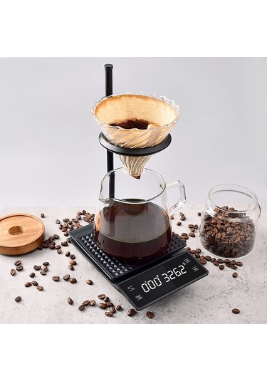 Novahub Dijital Lcd Mutfak Ölçeği, 0.3-3000g, Timer Fonksiyonlu Siyah