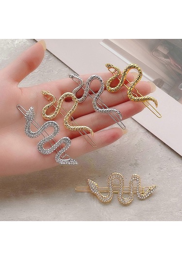 Kadınlar İçin Parıltılı Yapay Elmaslarla Şık Altın Yılan Saç Tokası Saç Dekorasyonu Partiler Ve Düğünler İçin Saç Tokası Gümüş Yapay Elmaslar Çok Renkli