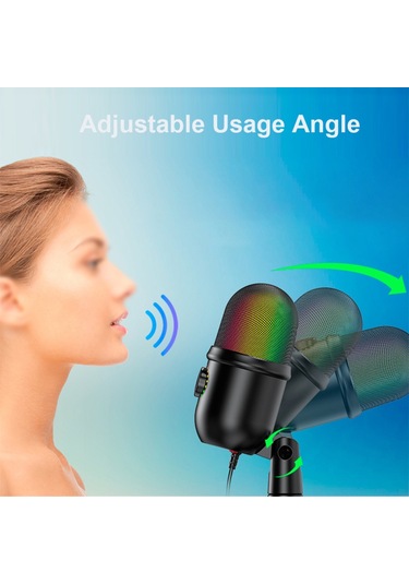 Skycıty Usb Kapasitif Mikrofon, Kalp Şeklinde Yönlendirme, Rgb Işık Efekti