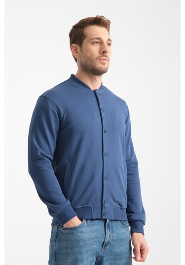 Shooter Sportswear Erkek Sweatshirt Düğmeli Ekru Standart Kalıp Parlament