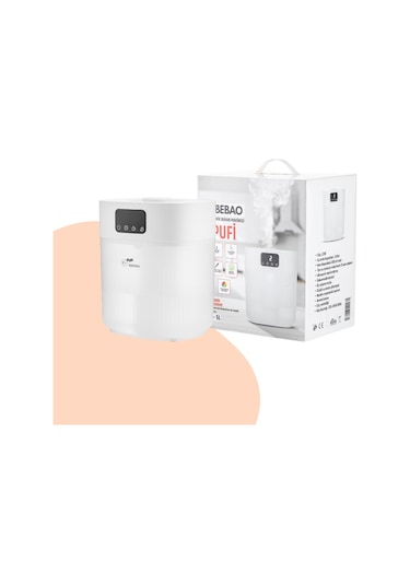Bebebao Pufi 5lt Ultrasonik 7 Renkli Buhar Makinesi Hava Oda Ortam Nemlendirici Dokunmatik Panel Aromatik Yağ Hazneli