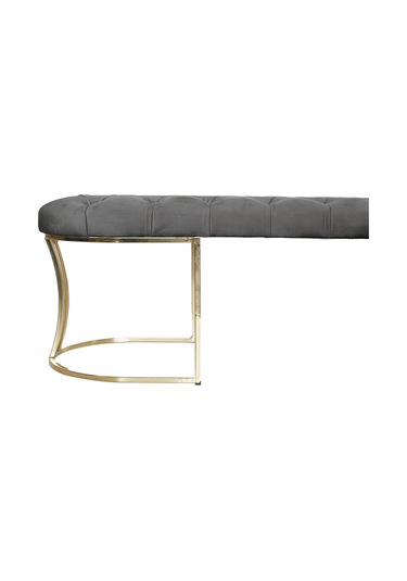 VİEGO GOLD GRİ-Kapitoneli Model Puf&Bench&Koltuk-Oturak-Uzun Makyaj Puff-Yatak Odası Ucu&Önü